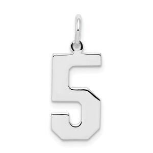 Sterling Silver, Athletic Collection Medium Polished Number 5 Pendant
